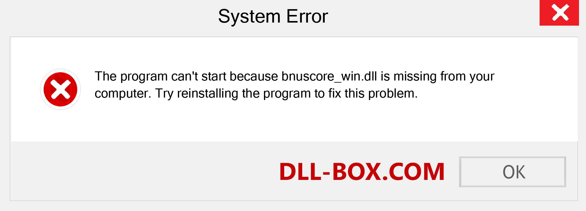  bnuscore_win.dll file is missing?. Download for Windows 7, 8, 10 - Fix  bnuscore_win dll Missing Error on Windows, photos, images